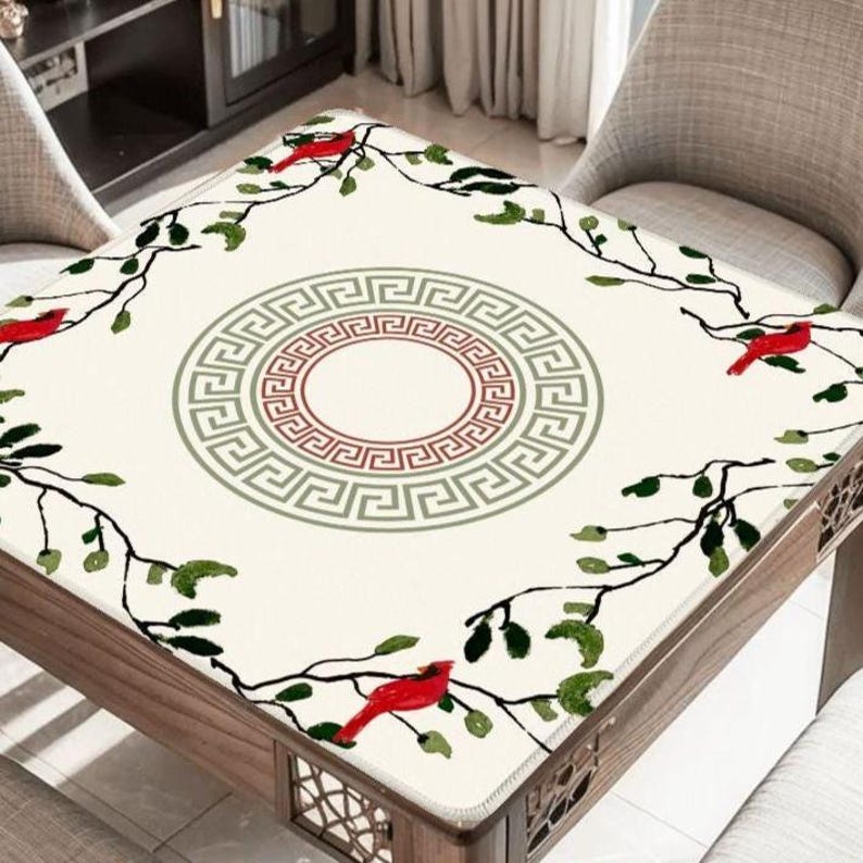Cardinals Limited Edition Mahjong Mat, Guest Artist Martha Lynn Mitchell Fine Art Original Design, Gift for Mahjongg Host Player Teacher