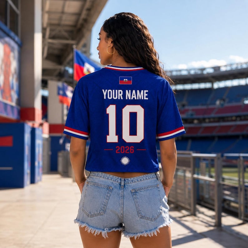 Custom Haiti Croptop Soccer Jersey, Personalized Haiti Fan Shirt