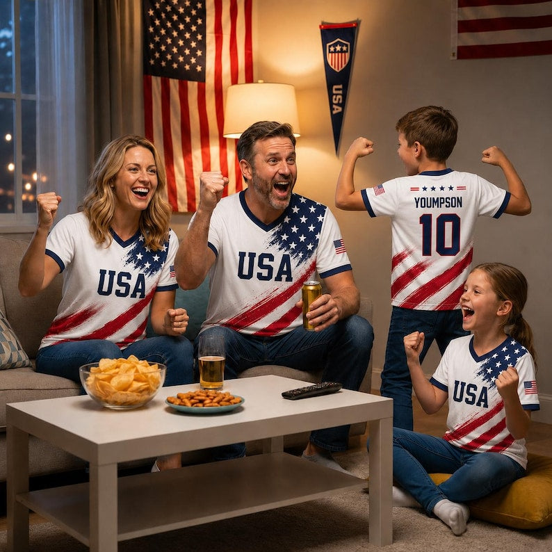 Personalized Kids USA Soccer Jersey, Custom Name Number Child Shirt