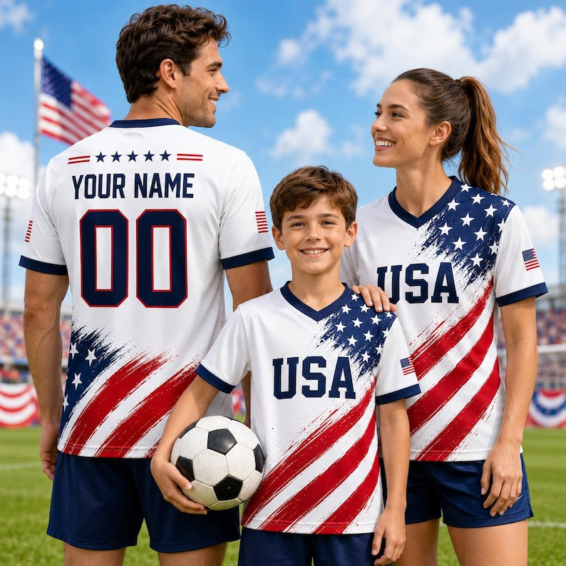Personalized Kids USA Soccer Jersey, Custom Name Number Child Shirt