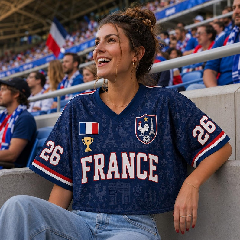 Custom France Soccer Crop Top Jersey