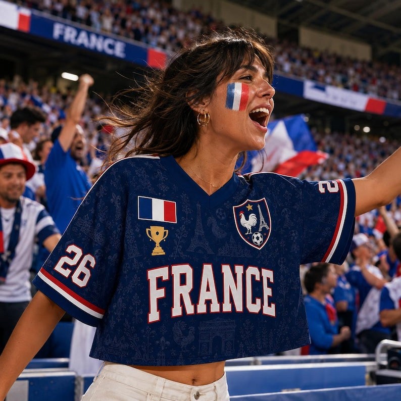 Custom France Soccer Crop Top Jersey