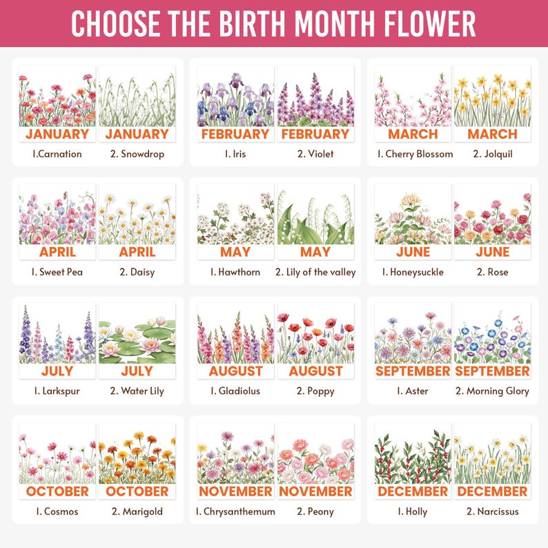 Personalized Birth Month Flower Book Basket, Custom Birth Flower & Name Storage Basket