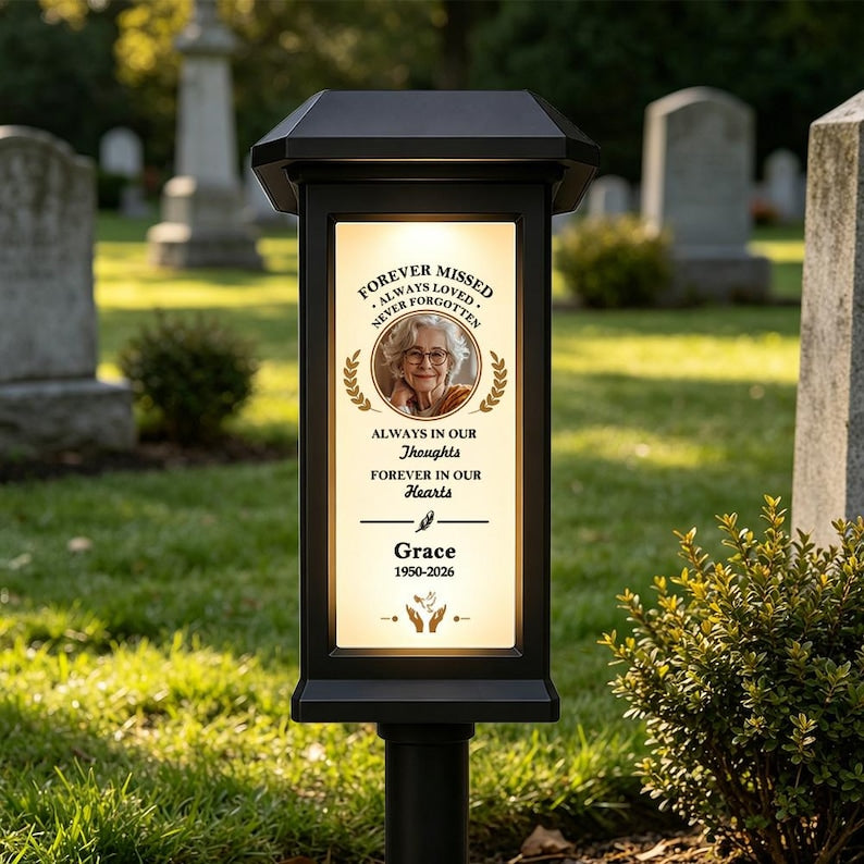 Personalized Forever in My Hearts Waterproof Photo Solar Garden Stake Light, Remembrance Gift
