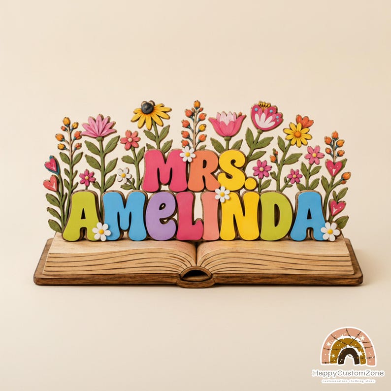 Custom Teacher Desk Name 2D FLAT Wooden Block, Back To School Gift For Teachers Appreciation