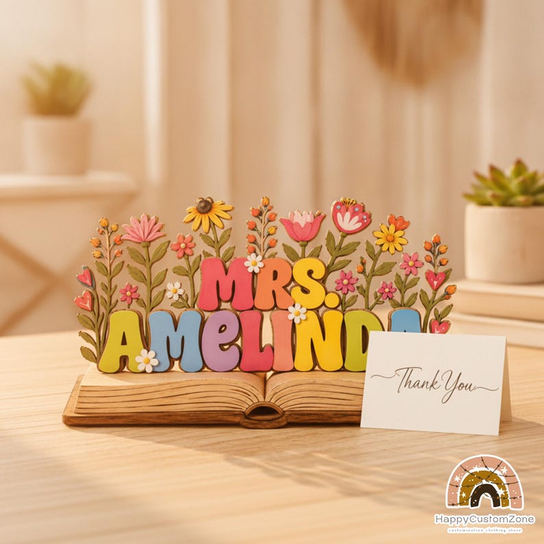 Custom Teacher Desk Name 2D FLAT Wooden Block, Back To School Gift For Teachers Appreciation