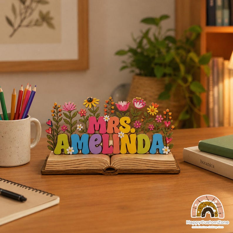 Custom Teacher Desk Name 2D FLAT Wooden Block, Back To School Gift For Teachers Appreciation