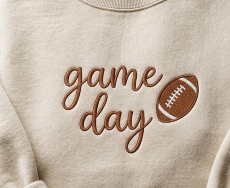 Embroidered Game Day Football Sweatshirt, Minimalist Script Crewneck, Fall Thanksgiving Football Pullover