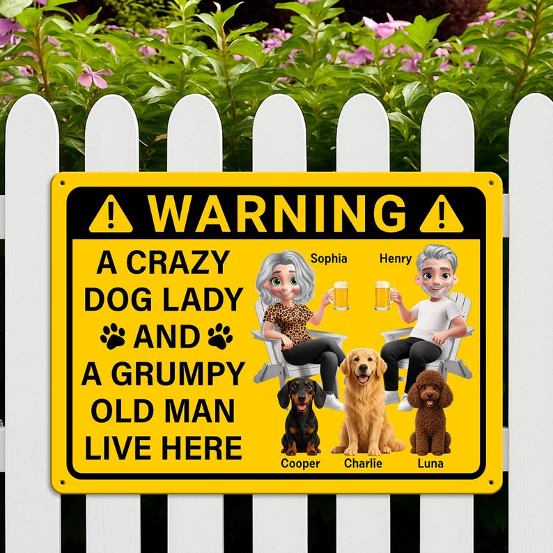 Personalized Crazy Dog Lady Metal Sign, Custom Dog Family Yard Decor
