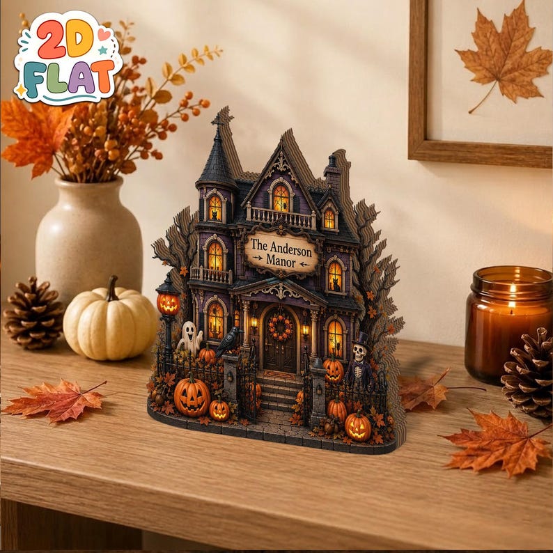 Personalized Halloween Block Decor, Custom Haunted House Sign, Family Name Halloween Decoration