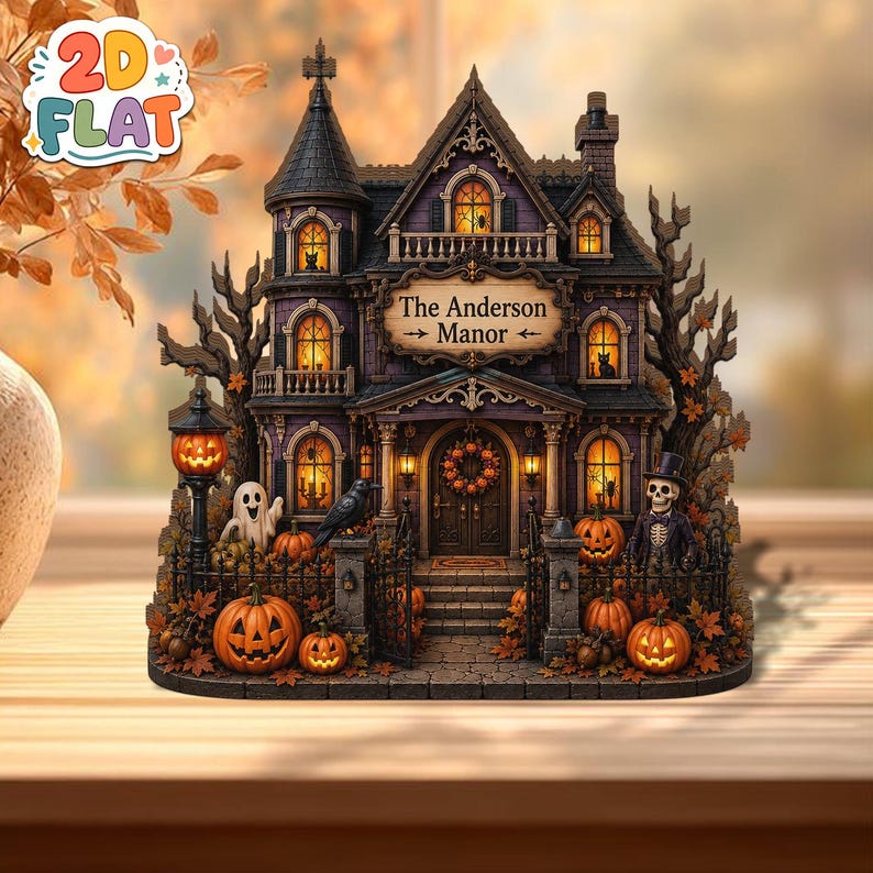 Personalized Halloween Block Decor, Custom Haunted House Sign, Family Name Halloween Decoration