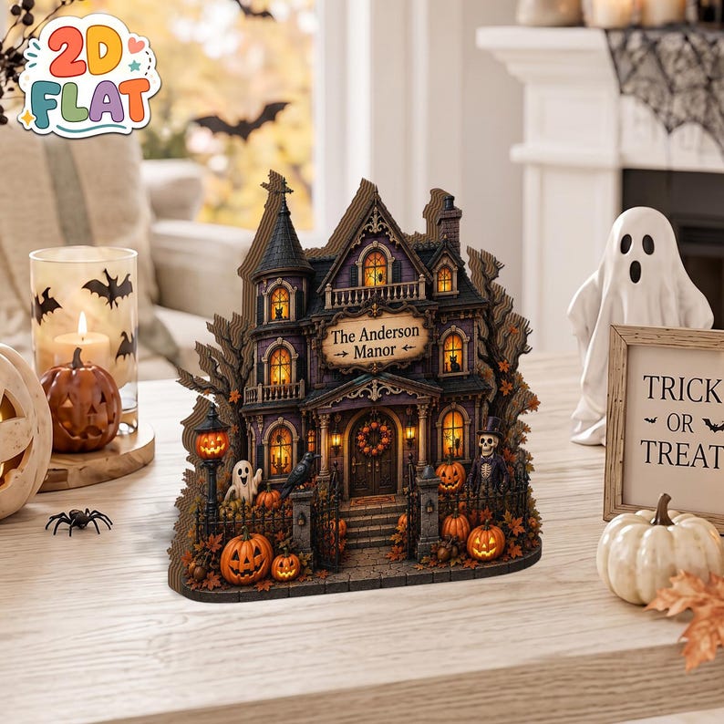 Personalized Halloween Block Decor, Custom Haunted House Sign, Family Name Halloween Decoration