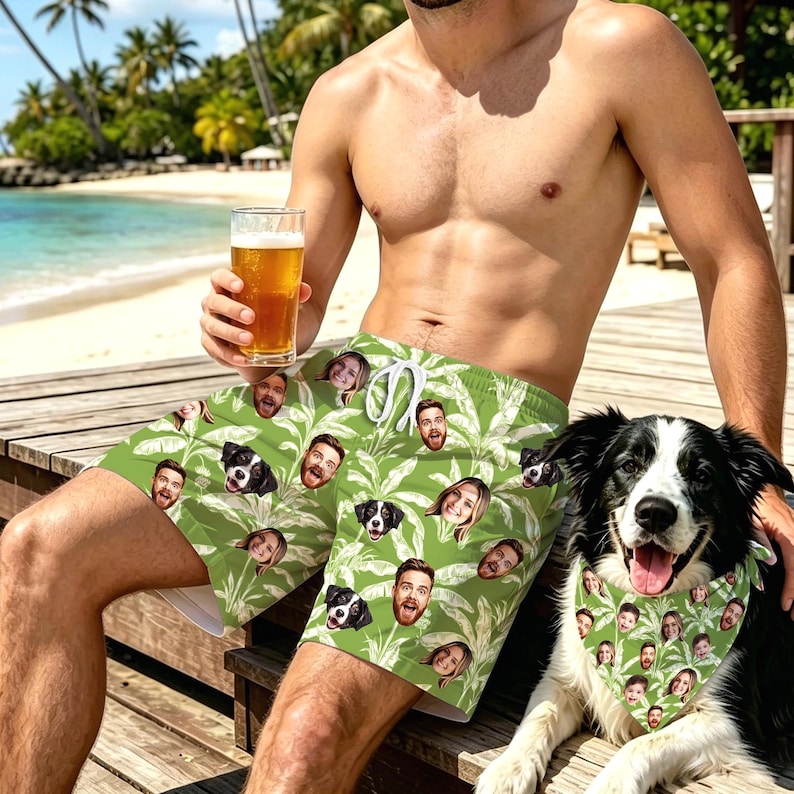 Personalized Face Swim Trunks, Custom Hawaiian shorts