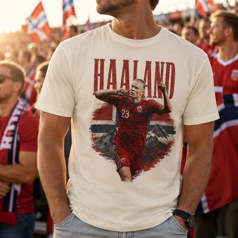 E.H Illustration T-shirt, Soccer Fan Tee, Norway Football Supporter