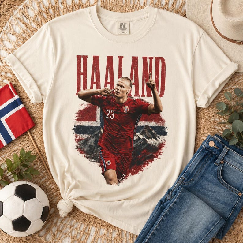 E.H Illustration T-shirt, Soccer Fan Tee, Norway Football Supporter