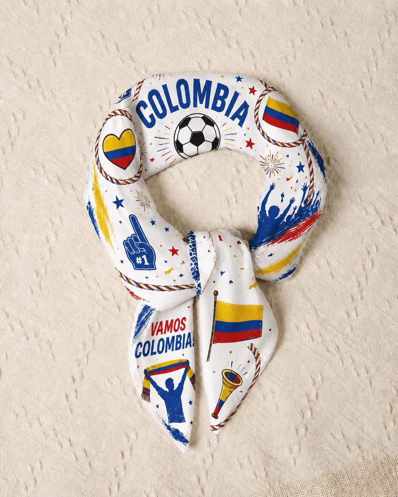 Colombia Soccer Scarf, Colombian Flag Satin Headband, Game Day Accessory