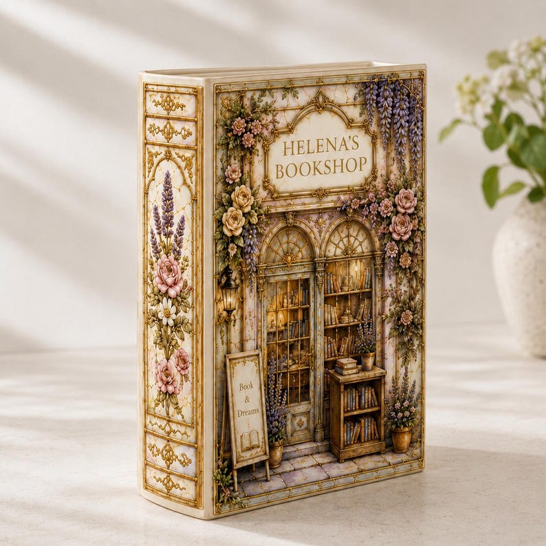 Custom Bookshop Flower Vase, Personalized Ceramic Book Vase