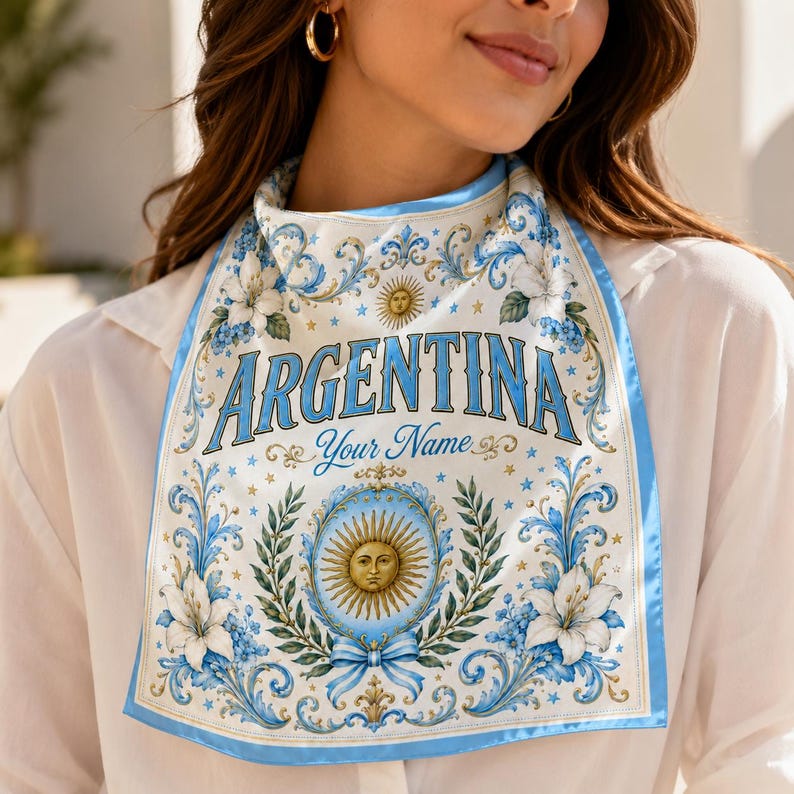 Argentina Scarf, Argentine Fan Bandana, Personalized Country Scarf