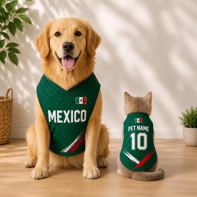 Personalized Mexico Dog Jersey, Custom Cat Football Shirt with Name Number