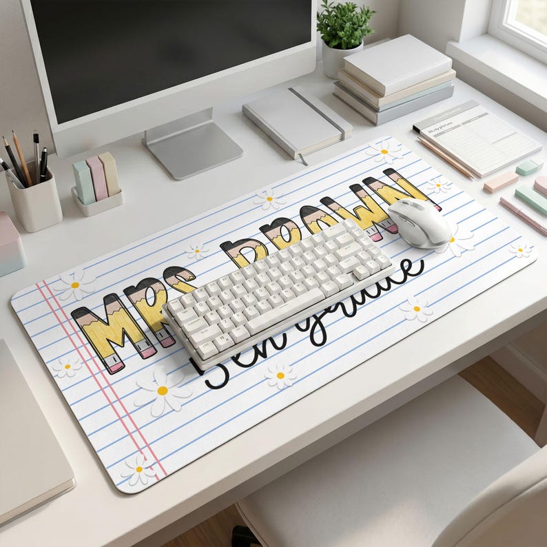 Personalized Teacher Mouse Pad, Custom Teacher Desk Mat With Name, New Teacher Gifts