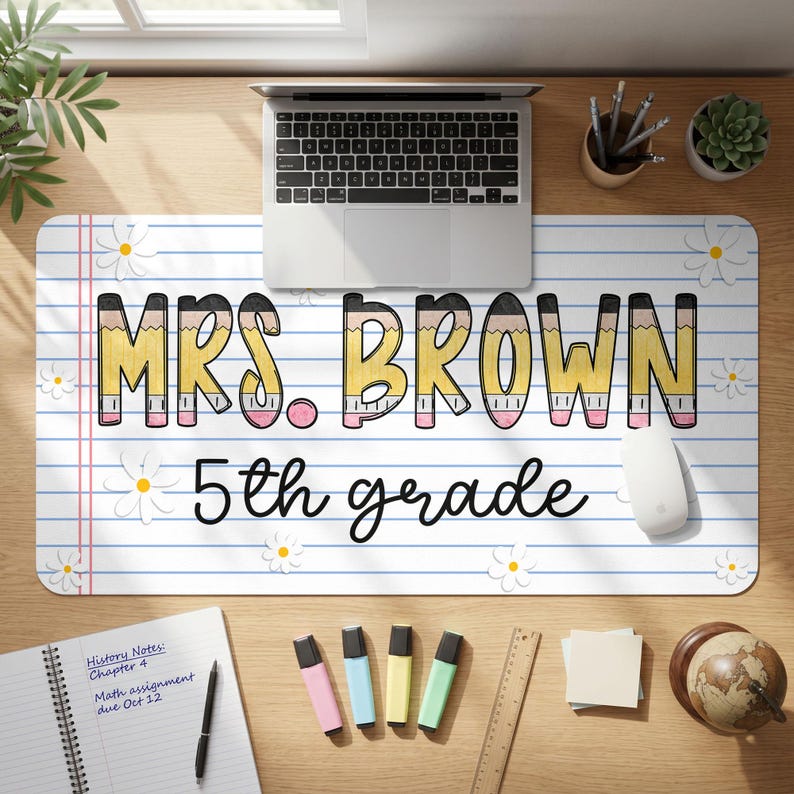 Personalized Teacher Mouse Pad, Custom Teacher Desk Mat With Name, New Teacher Gifts