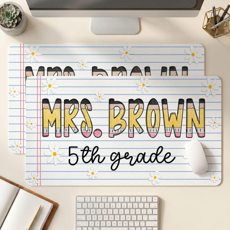 Personalized Teacher Mouse Pad, Custom Teacher Desk Mat With Name, New Teacher Gifts