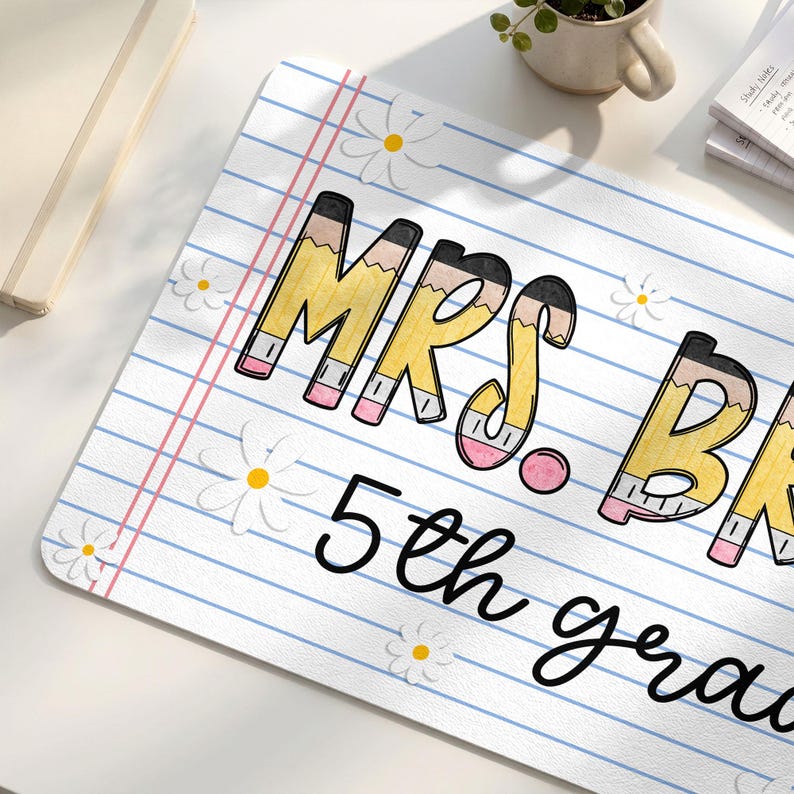 Personalized Teacher Mouse Pad, Custom Teacher Desk Mat With Name, New Teacher Gifts