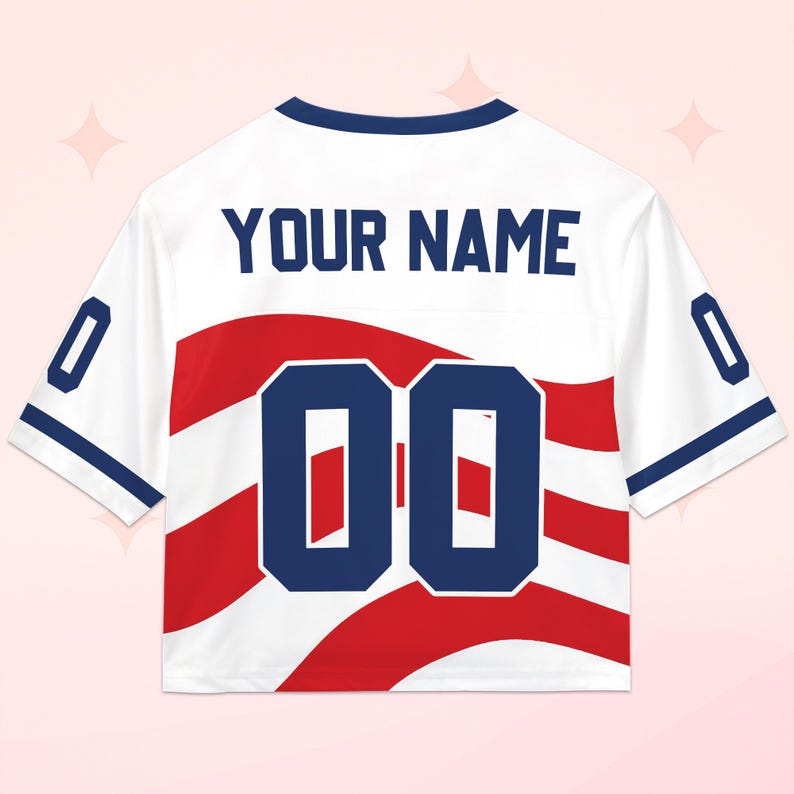 Personalized USA Women's Soccer Crop Top Jersey, Custom Name Number Football Crop Top