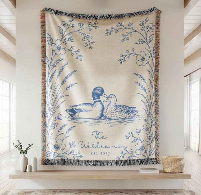 Personalized Woven Blanket, Anniversary Gift For Couple, Custom Wedding Family Name Blanket