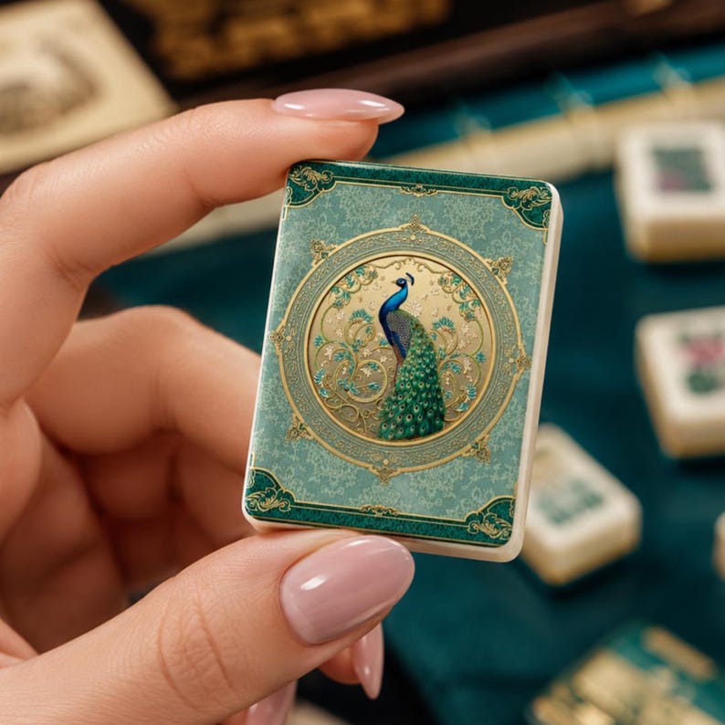Peacock Mahjong Tile Set 166 Pieces, Luxury Mahjong Tiles, American Mahjong Game Set, Elegant Bird Design