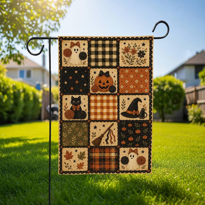Cheerleader Theme Garden Flag Halloween Patchwork Fall Yard Decor