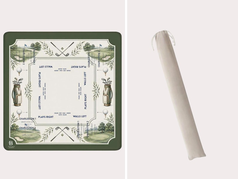 Vintage Golf Mahjong Mat, Country Club Golf Rule Guide Table Cover, American Mahjong Game Mat