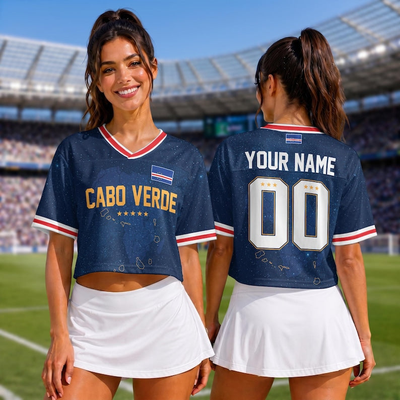 Personalized Cabo Verde Crop Top Jersey, Custom Name Number