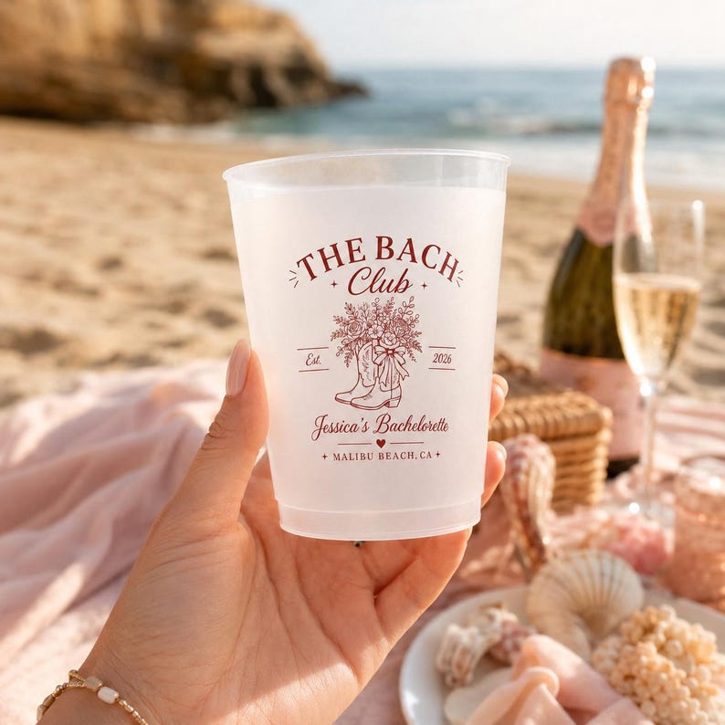 Personalized Cowgirl Boots Frosted Cups, Custom Frosted Plastic Stadium Cups for Beach Bach Weekend