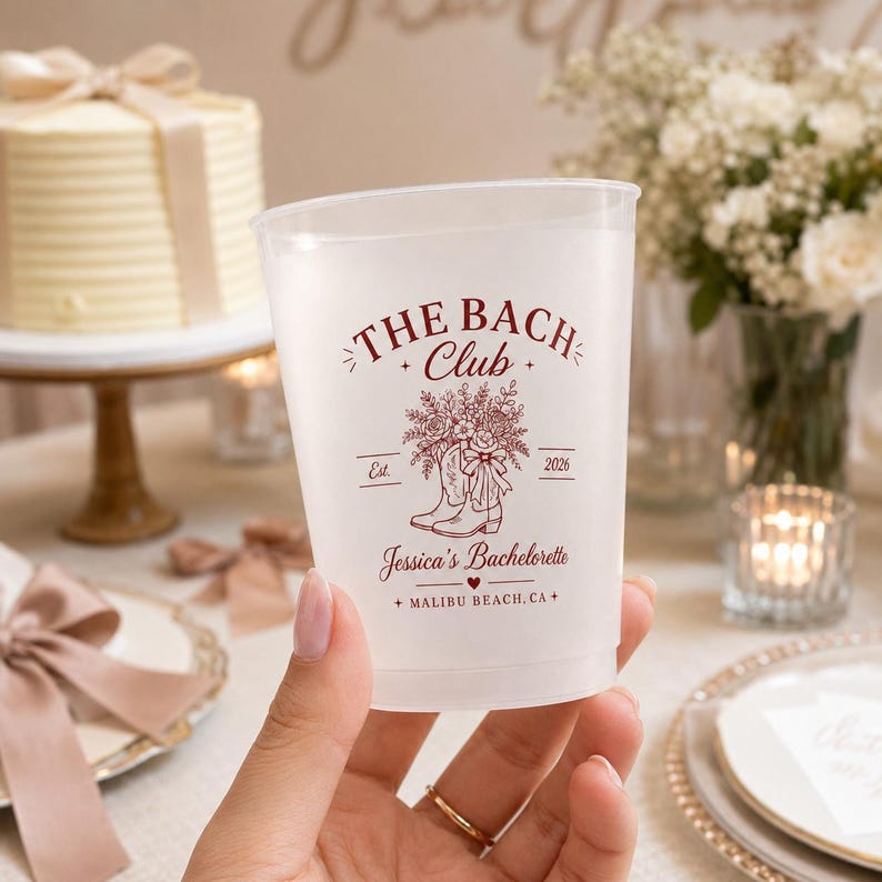 Personalized Cowgirl Boots Frosted Cups, Custom Frosted Plastic Stadium Cups for Beach Bach Weekend