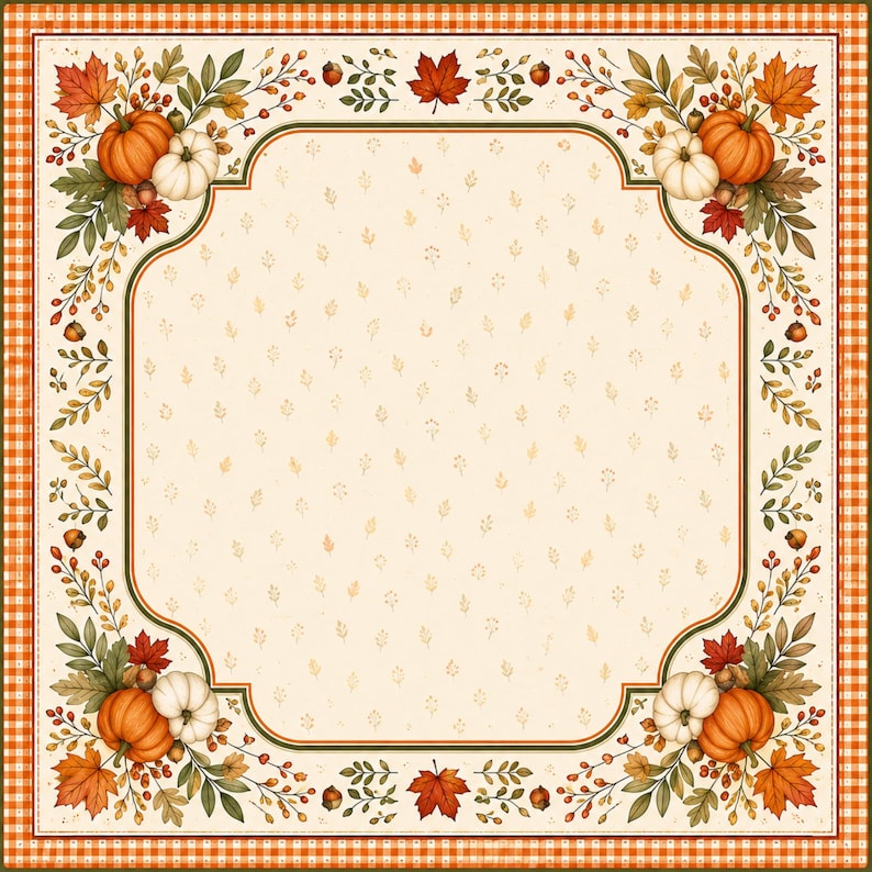 Classic Fall Pumpkin Mahjong Mat, Orange Gingham Table Runner, Autumn Harvest Game Pad