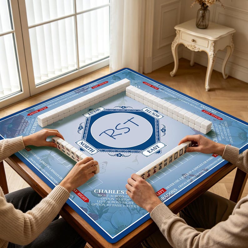 Mahjong Mat, Custom Mahjong Mat With Rules, Large Custom Tablecloths, Personalized Tablecloths, Personalized Mahjong Mats