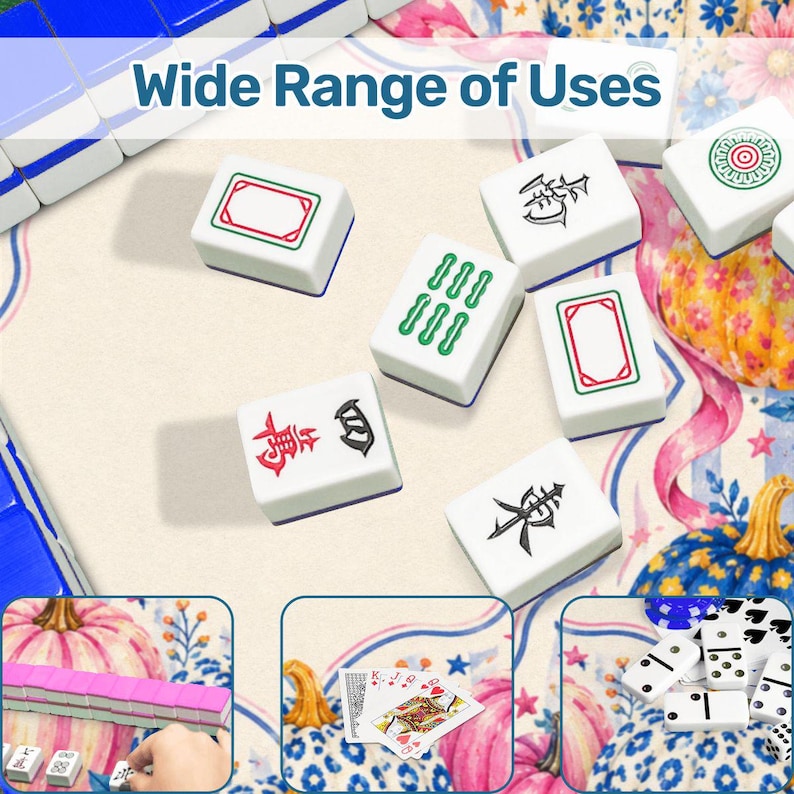 Pumpkin Blossom Mahjong Mat, Pink and Blue Pumpkin Mahjong Mat, Coquette Fall Mahjong Mat