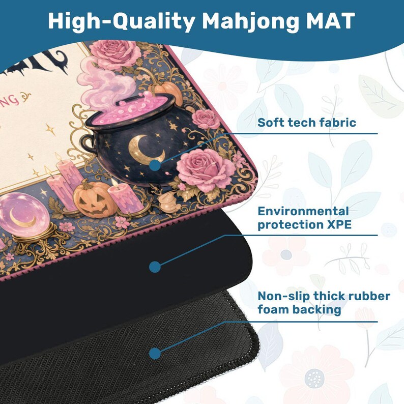 Spooky Mahjong Mat, Halloween Game Table Decor