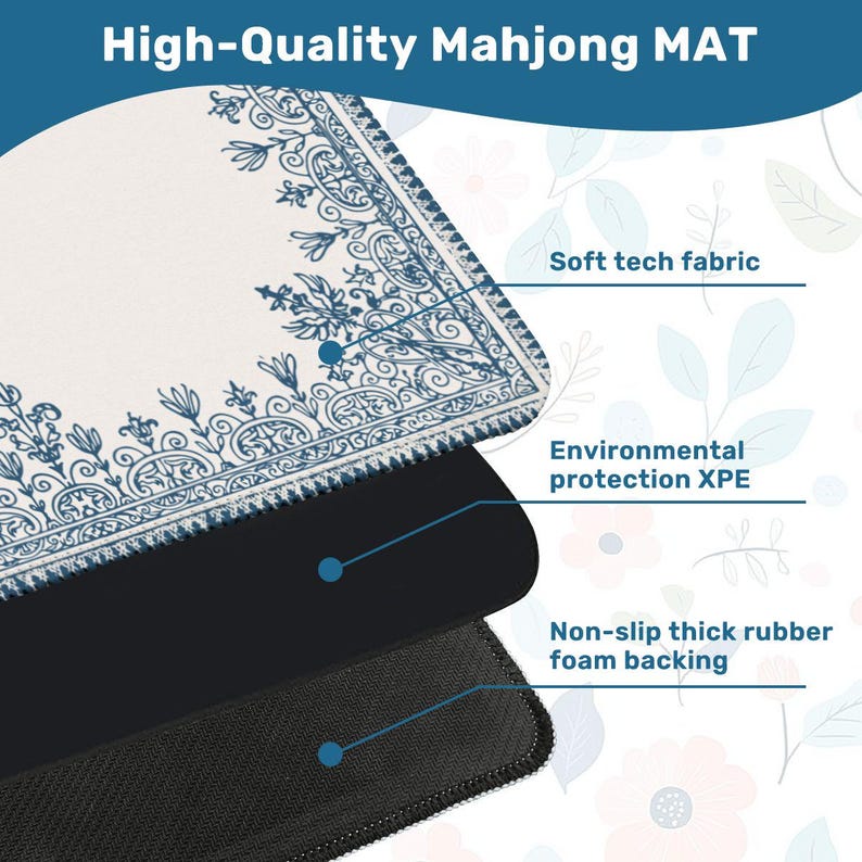 Square Mahjong Mat, Non-Slip Mahjong Playmat, Table Cover for Mahjong Tiles, Mahjong Accessories, New Year Gift