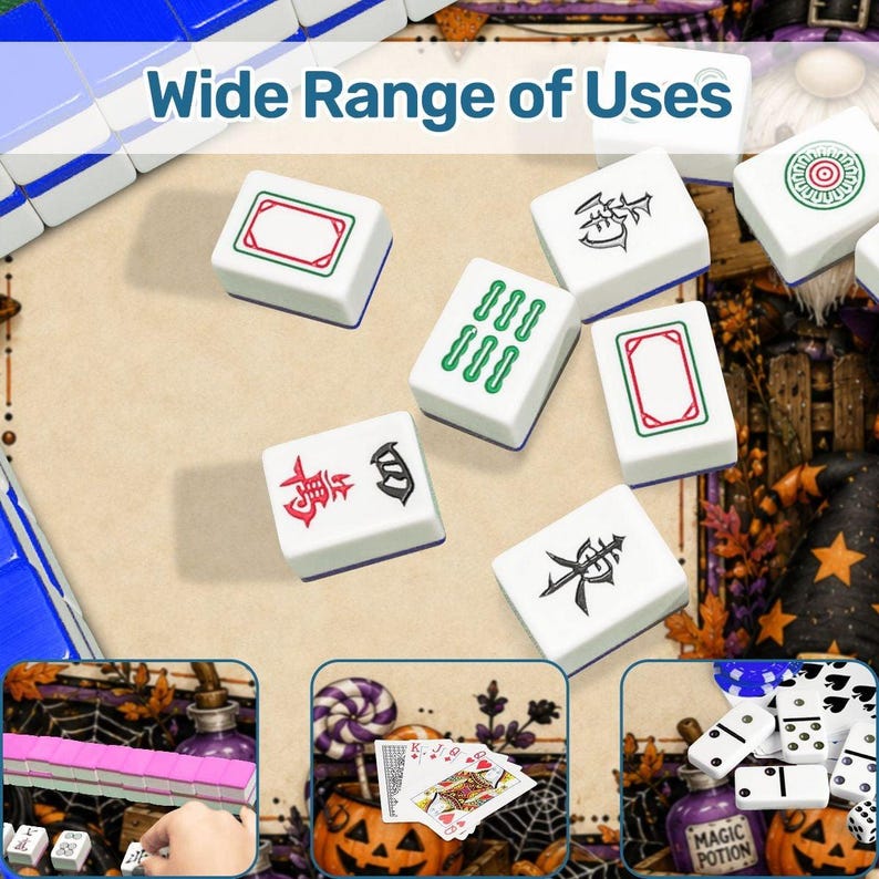Halloween Mahjong Mat, Spooky Gnome Mahjong Playing Mat, Square Game Table Mat, Halloween Game Night Decor