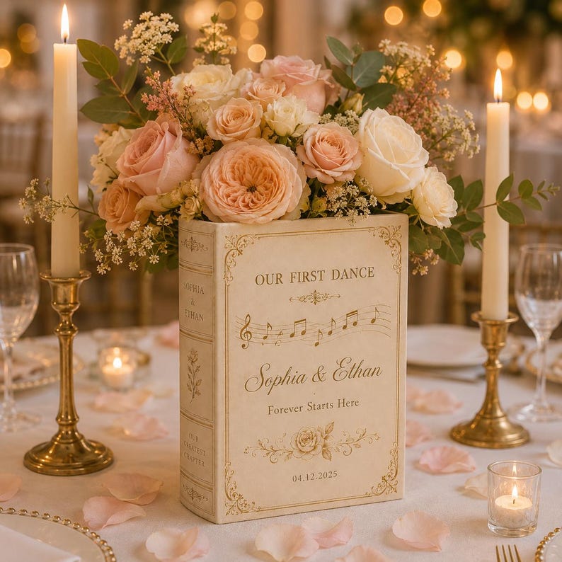 Custom Wedding Gifts Ceramic Book Vase, Personalised Wedding Gift for Couple