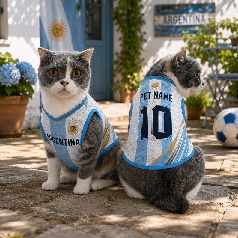 Custom Argentina Pet Jersey, Personalized Outfit for Dogs Cats