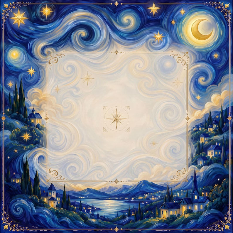 Celestial Starry Night Mahjong Mat, American Mahjong Mat, Moon and Stars Mahjong Gift, Cosmic Game Table Mat