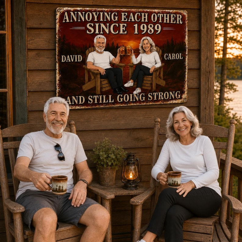 Personalized Annoying Each Other Metal Sign, Anniversary Gift For Couple, Photo Sunset Wall Decor