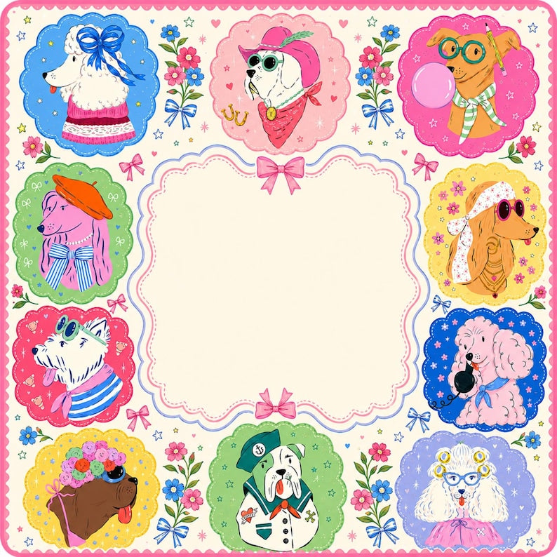 Custom Dog Portrait Mahjong Mat, Whimsical Pet Game Table Runner, American Mahjong Gift