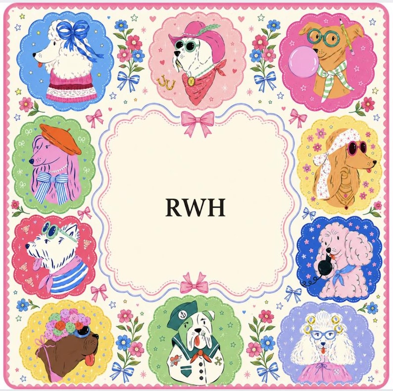 Custom Dog Portrait Mahjong Mat, Whimsical Pet Game Table Runner, American Mahjong Gift