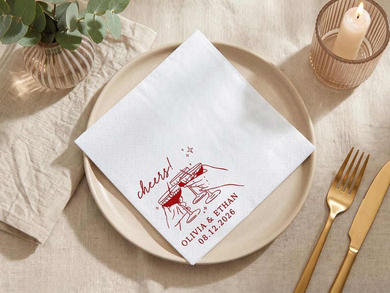 Personalized Wedding Napkins, Custom Cocktail Napkin for Engagement Party, Bridal Shower & Wedding Decor