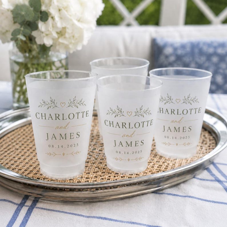 Personalized Wedding Frosted Cups, Custom Wedding Frosted Cups, Customized Wedding