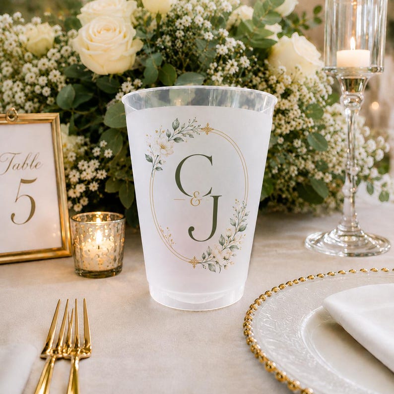 Personalized Wedding Frosted Cups, Custom Wedding Frosted Cups, Customized Wedding
